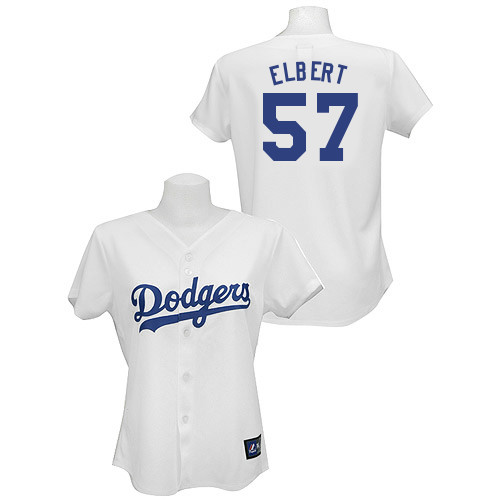 Scott Elbert #57 mlb Jersey-L A Dodgers Women's Authentic Home White Baseball Jersey